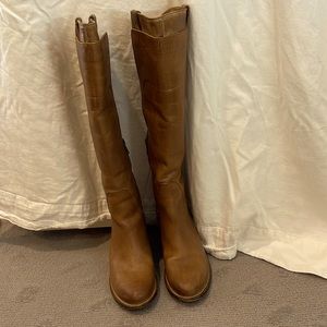 FRYE Jackie Heel Riding Boots Size 7 US Tan Leather 76571